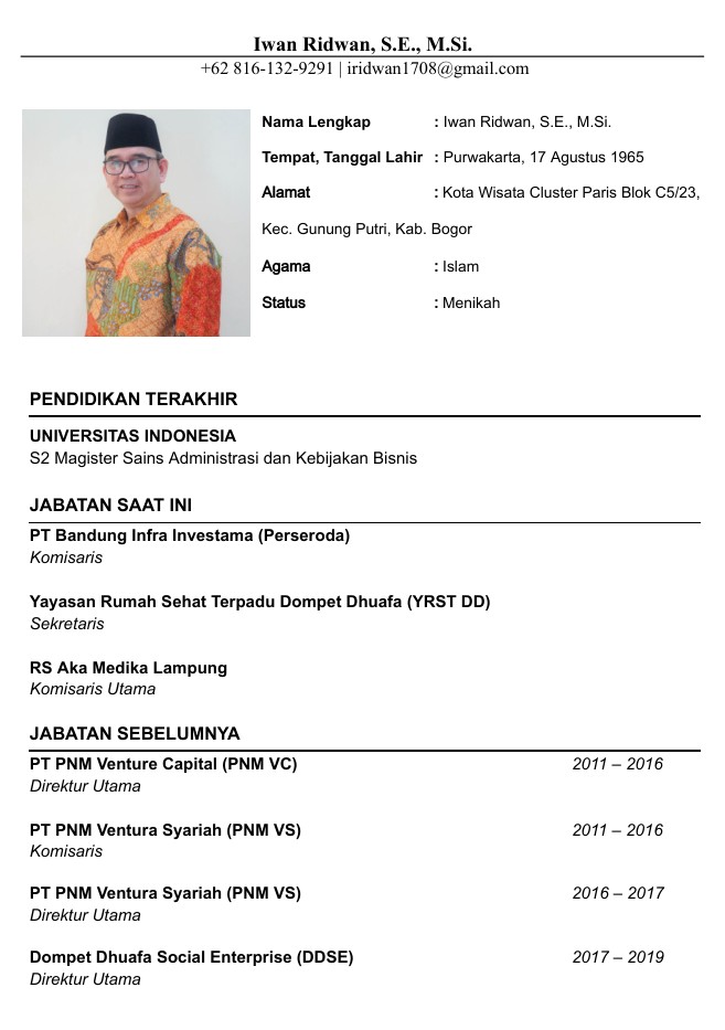 cv iwan ridwan